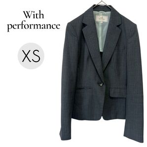 with performance テーラードジャケット ( XS サイズ ) ストライプ柄 グレー