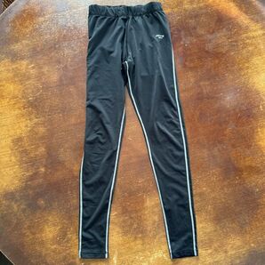 A.D.ONE 160cm スポーツレギンス スパッツ ブラック サイドライン ラッシュガード ウエスト62〜70cm 小学生向け