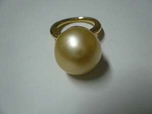 * south . pearl ring natural Golden .(15. circle )18K handmade order goods matted finishing beautiful goods 