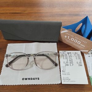 【割引チケット付き】OWNDAYS メガネ クリアグレー・度入りニュアンスカラーレンズ(クリームラテ)