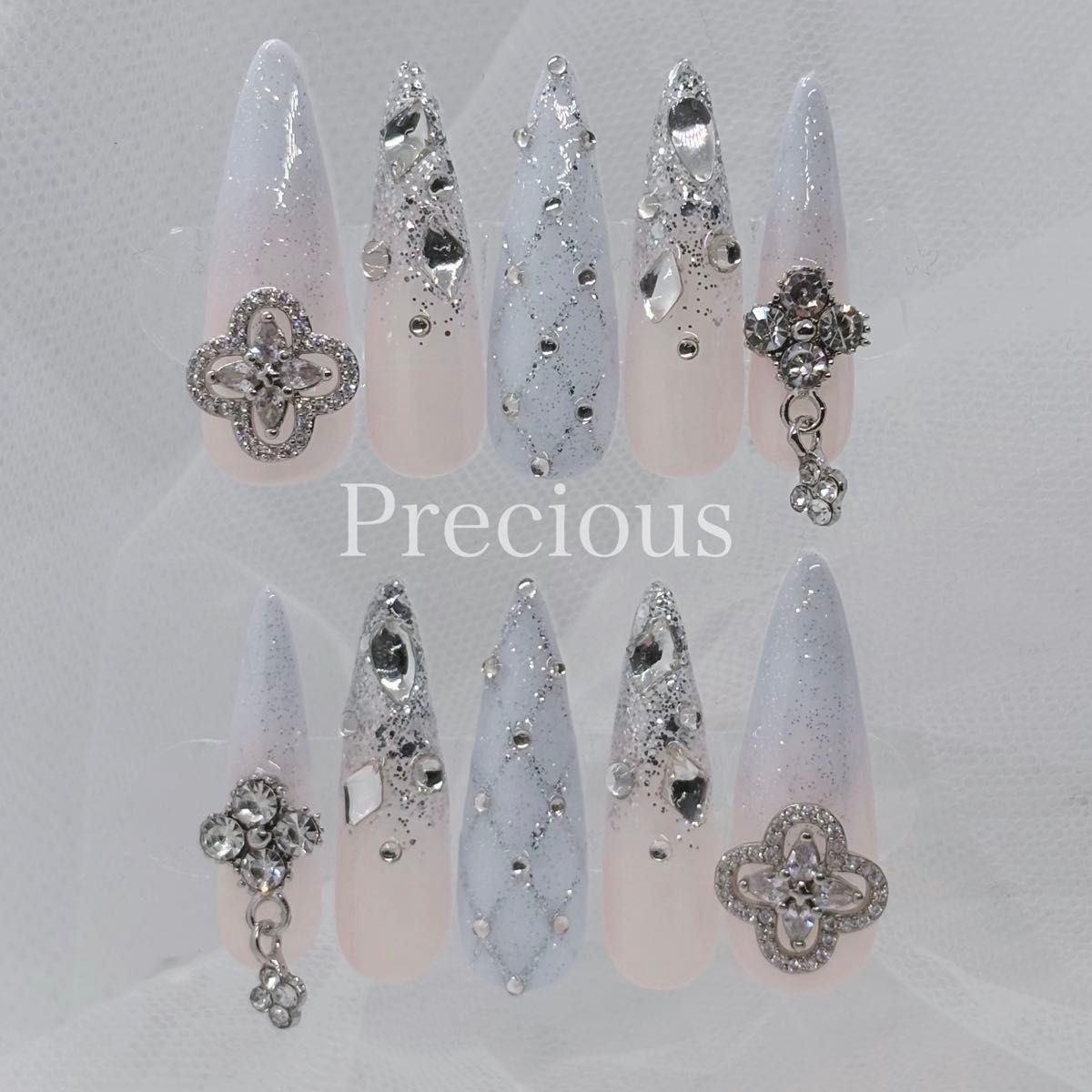 ネイルチップ シンプル 韓国 キルティング ギャル フレンチ ワンホン スナ系