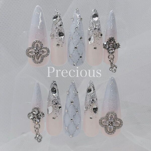 ネイルチップ シンプル 韓国 キルティング ギャル フレンチ ワンホン スナ系