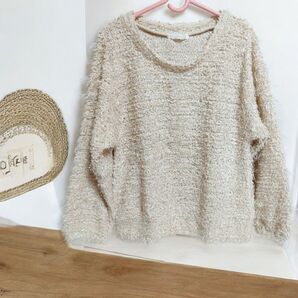 After All アフターオール ふわふわシャギーニット セーター ベージュ系 M 長袖 プルオーバー