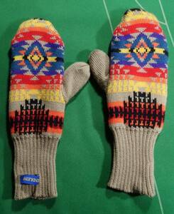^ pen dollar ton PENDLETONmelino wool 100% fleece liner mitten knitted gloves glove TAN PAGOSA SPRINGS beautiful goods!!!^