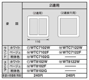 Panasonic WTC7102W switch plate round 2 ream for white 5 sheets new goods unopened 