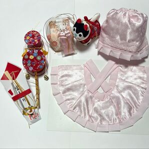 格安【美品】新品未使用品 お宮参り小物6点セット 女の子 ちりめん N O.18