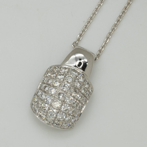  quality iko-[ white gold ] K18WG pendant * necklace K18WG diamond pave0.72ct 40cm lady's used beautiful goods 