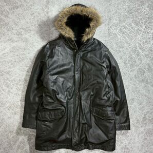 ROAD RUNNER 牛革 フード付き レザーフィッシュテールパーカー Lサイズ 黒 ロードランナー ファー ブラック