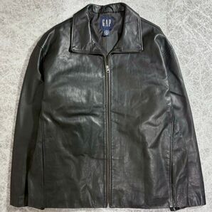 OLD GAP フルジップ レザージャケット XXL 本革 ブルゾン トラッカージャケット オーバーサイズ ブラック ギャップ