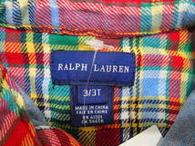 ★ラルフローレン/ Ralph Lauren 95-100㎝3T★長袖シャツ(マドラスチェック柄)/ネルシャツ/パフスリーブ袖/刺繍ありs1925_画像2