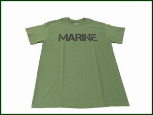 okinawa　base　米軍　米海兵隊　GILDAN　MARINE　T-Shirt Ｔシャツ S ミリタリーグリーン　6.0 oz　ステンシル　オリジナルプリントシャツ