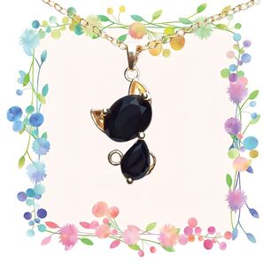 CZにゃんネックレス 黒猫