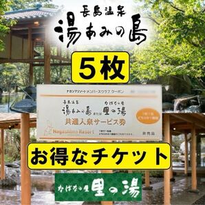 ◆5枚◆湯あみの島(里の湯)共通入泉サービス券 2028年2月29日まで有効【ナガシマリゾート】長島温泉 チケット 入園券 お得