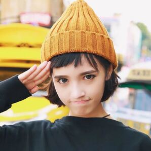 ニット帽 ニットキャップ ビーニー 帽子 韓国 古着 ブラック 黒 冬服