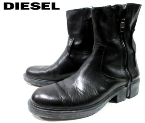 DIESEL サイドジップ ブラックレザーブーツ 黒 本革 Y01407-P1115 D-RR-T8013 