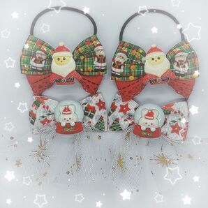 014 ハンドメイド ヘアゴムセット クリスマス サンタ