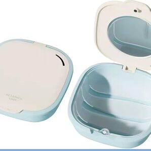 Youfo マウスピース ケース リテーナーケース 入れ歯 おしゃれ 抗菌 ベージュxブルー