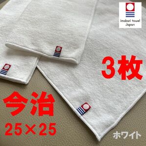 3枚 今治 タオル 今治産 ハンカチ 7263 ホワイト 25×25 柔らかで人、環境に優しい