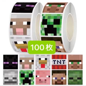 マインクラフト ロールシール 切り取り 100枚 ご褒美シール ステッカー モブキャラ クリーパー