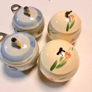 茶碗蒸し碗蓋付き茶碗蒸し碗4個セット アヒル 花柄 和風 レトロ