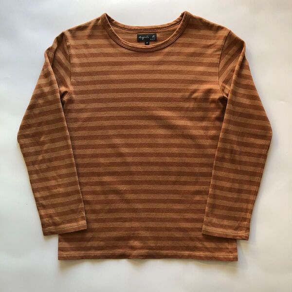★美品★アニエスベー ボーダーTシャツ ロングスリーブ1 S ブラウン オレンジ