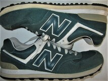 ★中古品 箱なし 目立つ汚れ有り 2016年モデル(2015年9月) New Balance ニューバランス ML574FBF Dワイズ US9.5 27.5cm グリーン 緑色 靴★_画像3