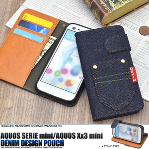 【送料無料】AQUOS SERIE mini SHV38 AQUOS Xx3 mini アクオス スマホケース デニム手帳型ケース