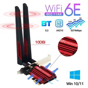FENVI AX210搭載ボード BT5.3 WiFi 6E PCI-E ヒートシンク大 強化アンテナ