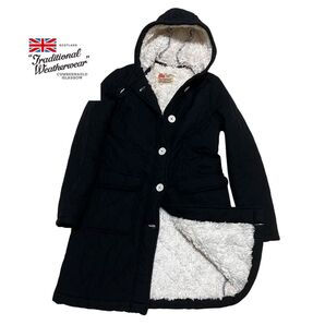 美品 トラディショナルウェザーウェアー キルティングコート 裏地ボア ネイビー