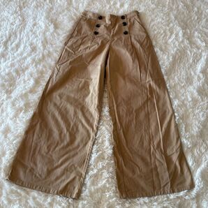 ジーユー GU ワイドパンツ ベージュ Lサイズ サイドファスナー オフィスカジュアル きれいめ