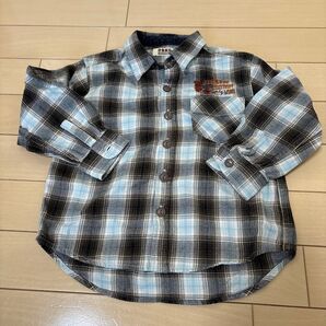 チェック柄長袖シャツ キッズ 100cm