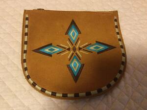 C8711*SLY* Camel color & Brown & light blue ethnic style second bag * suede 