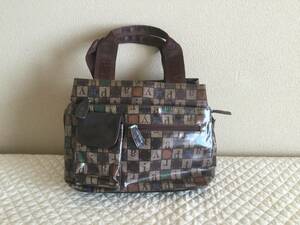 C8847*ITARIYARD* dark brown & Brown checker pattern & alphabet handbag *