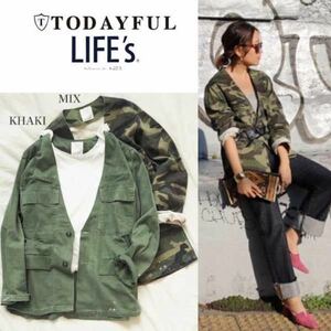 [ beautiful goods ]TODAYFUL Today full military jacket color less [ regular price 16,200 jpy ] khaki cotton 36