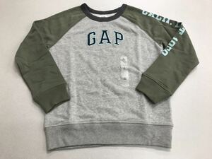 ■GAPブランド■新品■GAPロゴ■130■ロゴ・トレーナー■カーキXグレー■ギャップ■6.2-1