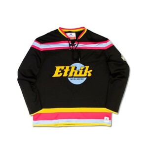 BC96)ETHIK WORLDWIDE MAVERICKSホッケージャージシャツ(FW20233)/黒/L/USサイズ/ストリート/HIPHOP