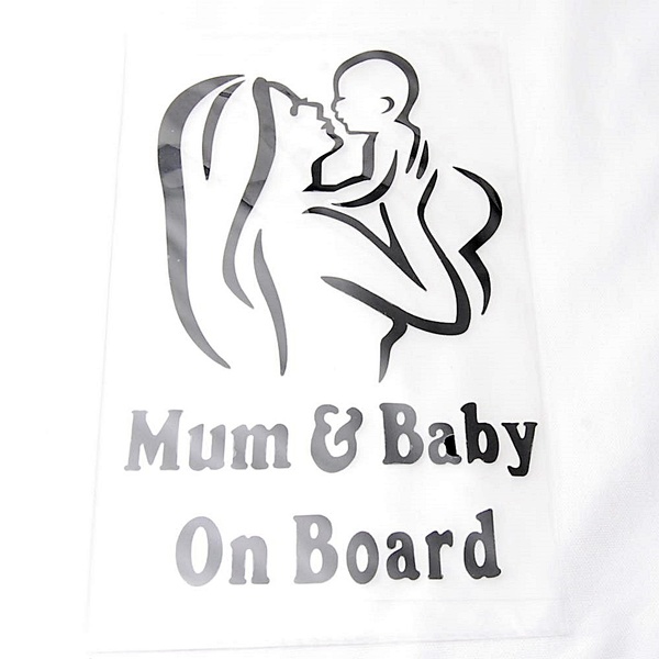 【匿名配送】 Mum & Baby On Board 車ステッカー ブラック カーステッカー ママと赤ちゃん用 車用ステッカー Baby in car シール 黒