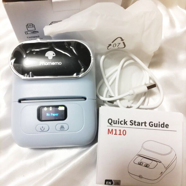Phomemo M110 ラベルプリンター ブルー 2シールロール ラベルライター スマホ サーマルプリンター 宛名ラベル
