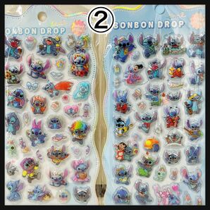 ② スティッチ 2枚 ぷくぷくシール