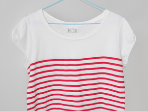 美品 4,200円 ZARA半袖Tシャツ ボーダー柄レディースMサイズ38レッド白タンクトップSカットソー36ストライプ赤キャミソールICBノースリーブ