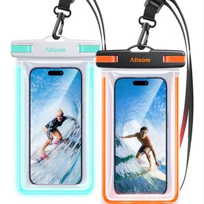 スマホ 防水ケース 2枚セット【冬の温泉必須品!完全防水・暗闇で光る蓄光設計】最大7.9インチ対応 Iお風呂 温泉適用