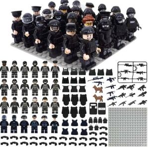 レゴ LEGO 互換 ミニフィグ 24体 SWAT 警察官 警察 特殊部隊 兵士 基礎版付き 人形 銃 武器 知育玩具 知育