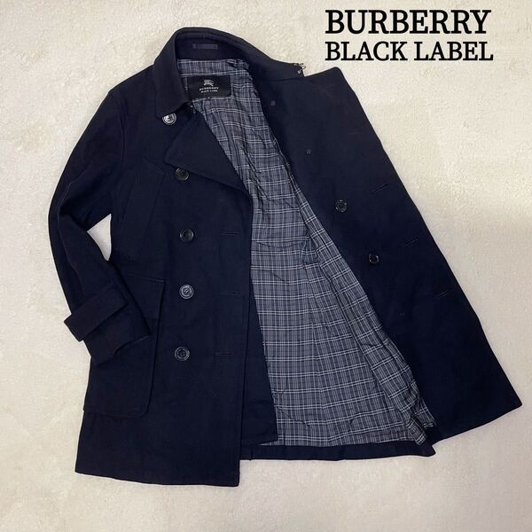 BURBERRY BLACK LABEL バーバリーブラックレーベル ロングコート カシミヤ 黒 ノバチェック