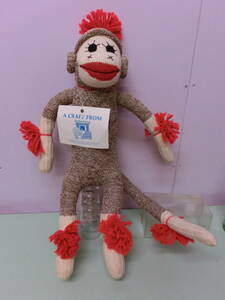 Art hand Auction ソックモンキー◆ビンテージ ぬいぐるみ 人形 50cm ハンドメイド◆Sock Monkey Doll stuffed animal Vintage 猿 レトロ ソックスモンキー, アンティーク, コレクション, 雑貨, その他