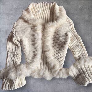 KLEIN PLUS クラインプラス ファーニットカーディガン ホワイト ラビットファー