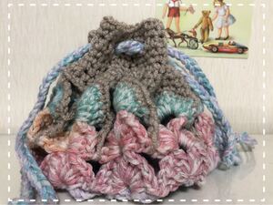 ハンドメイド 毛糸 巾着