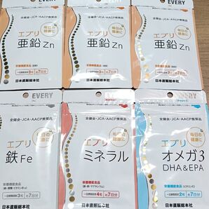 エブリ 亜鉛 鉄 ミネラル オメガ3 6個セット まとめ売り