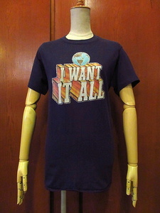 ビンテージ80’s●I WANT IT ALLプリントTシャツ紺size M●201102s1-m-tsh-ot古着トップスメンズ半袖ネイビーブルーUSA