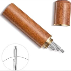 【新品】 木製針収納ケース&簡単に糸通しできる針(長さ色々30本セット)老眼 高齢者向け ステンレス製裁縫ツール 強化シャフト設計