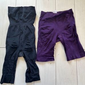 着圧レギンス 2枚セット ブラック パープル 加圧スパッツ